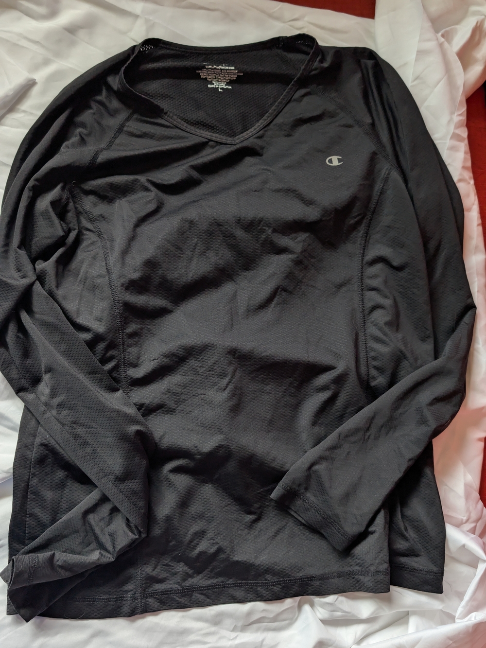 Champion Black Long-Sleeve V-Neck Performance Tee